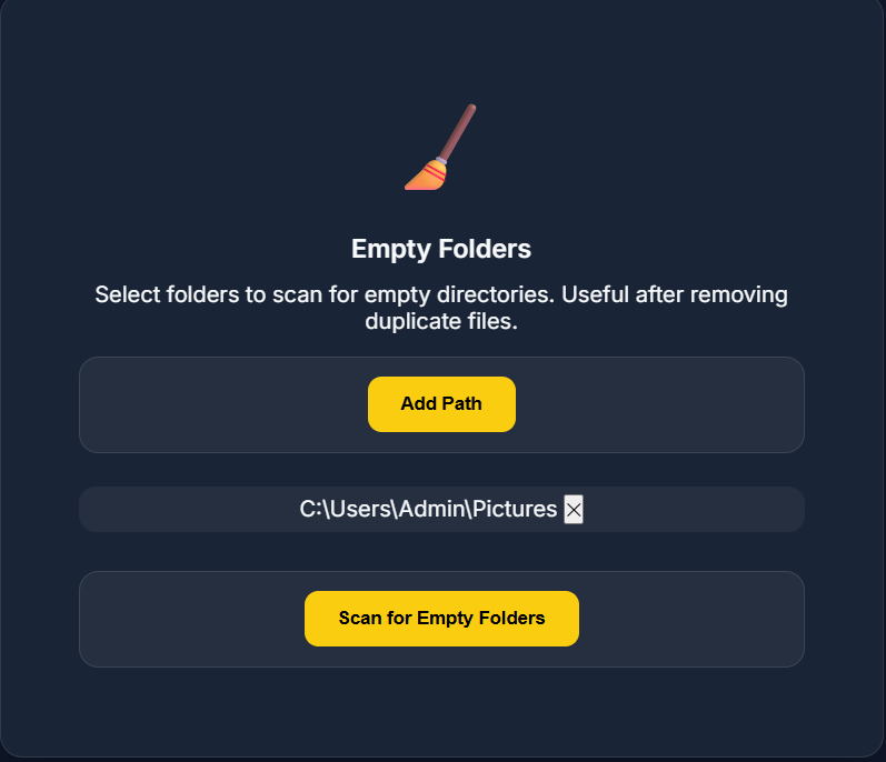 Empty Folders tool - scan for empty directories after removing duplicates